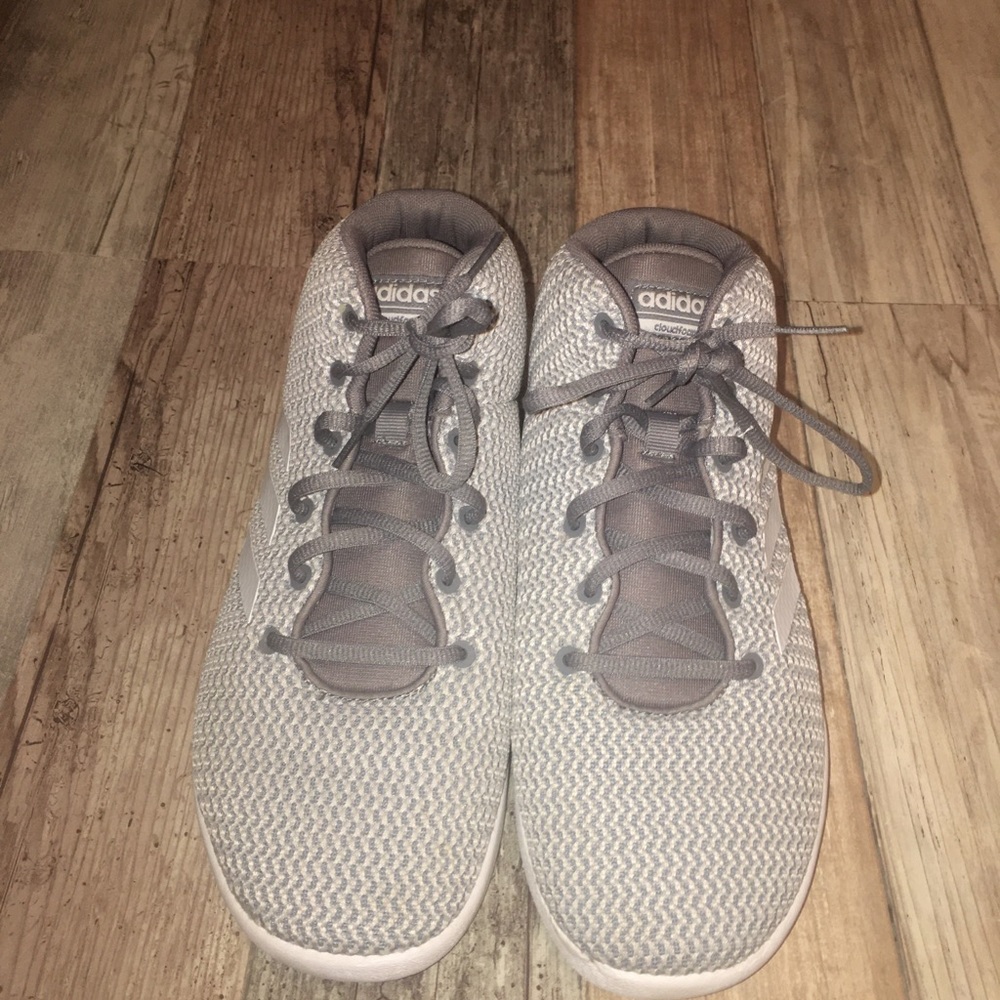 Gray adidas cloud foam basketball shoes